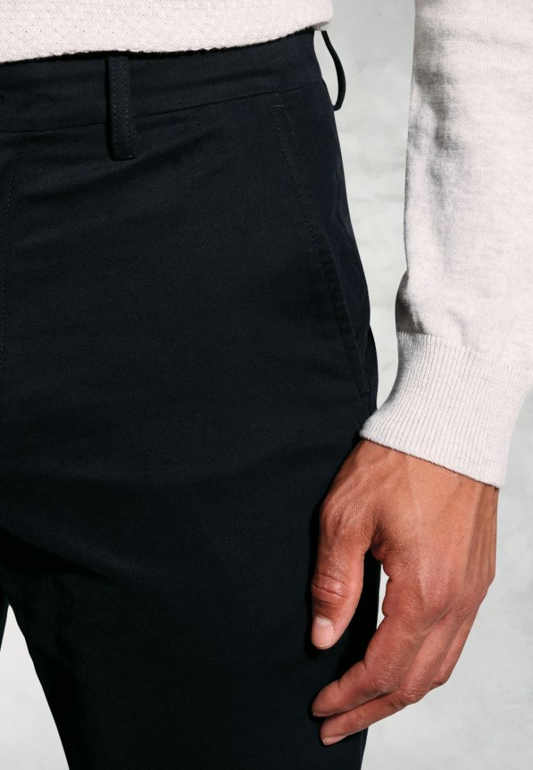 Regular Fit Bolt Navy Italian Fine Twill Stretch Cotton Chinos - Image 3