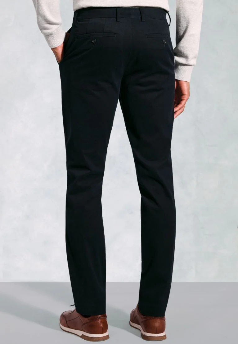 Regular Fit Bolt Navy Italian Fine Twill Stretch Cotton Chinos - Image 4