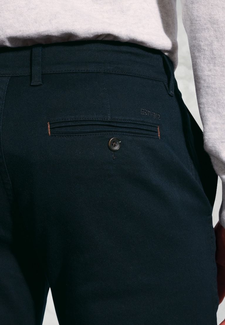 Regular Fit Christie Navy Cavalry Twill Stretch Cotton Trousers - Image 2