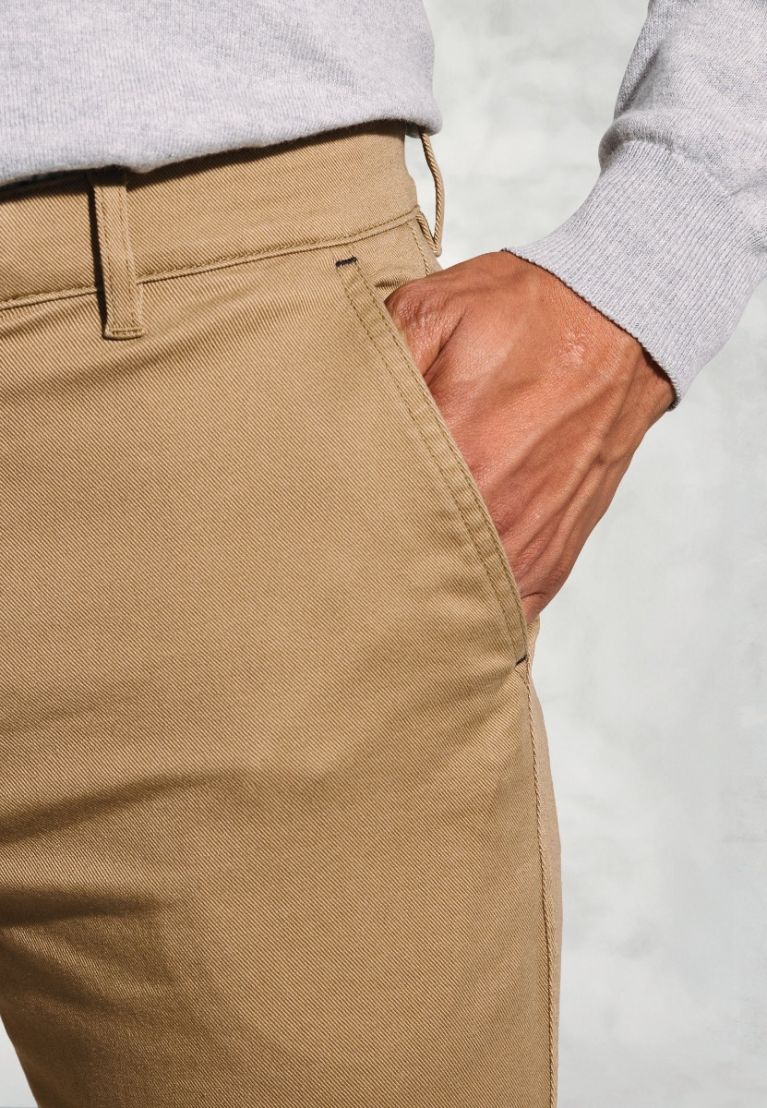 Regular Fit Christie Sand Cavalry Twill Stretch Cotton Trousers - Image 3