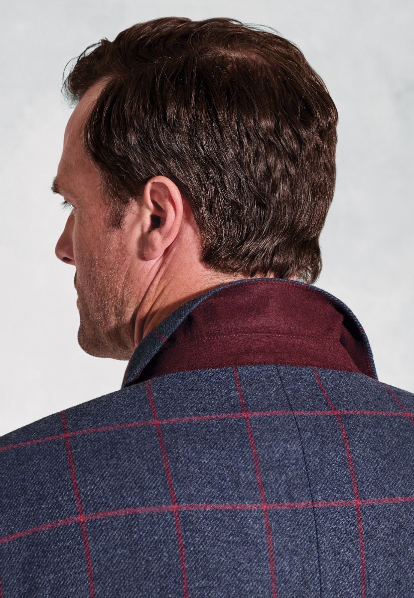 Regular Fit Edlingham Blue Check Wool Blend Jacket - Image 5