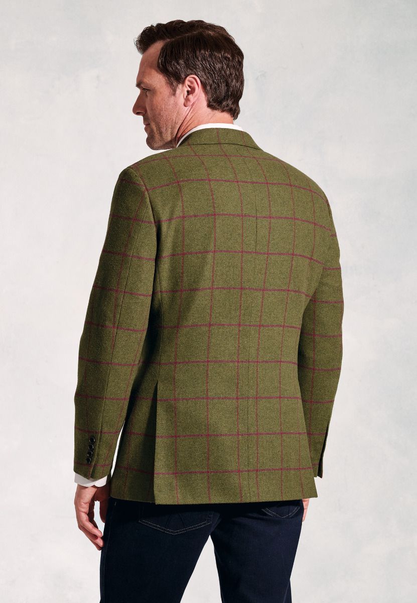 Regular Fit Edlingham Moss Check Wool Blend Jacket - Image 6