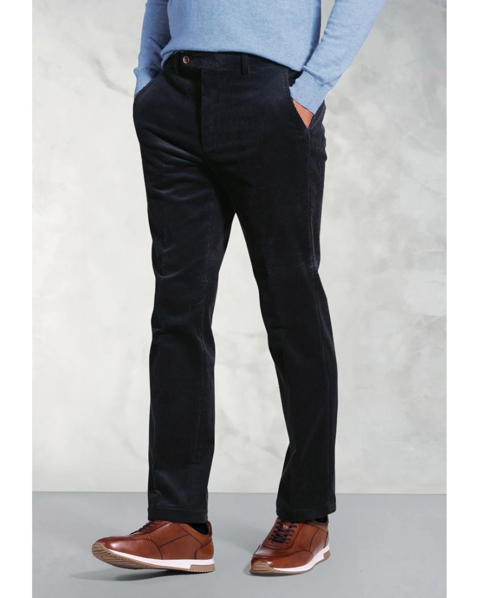 Regular Fit Ellroy Navy Corduroy Trouser