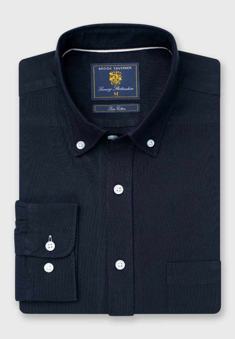 Regular Fit Navy Cotton Oxford Shirt