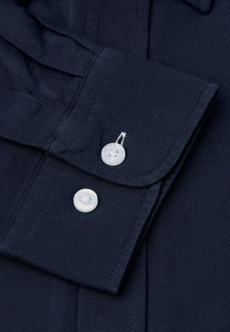 Regular Fit Navy Cotton Oxford Shirt - Image 3