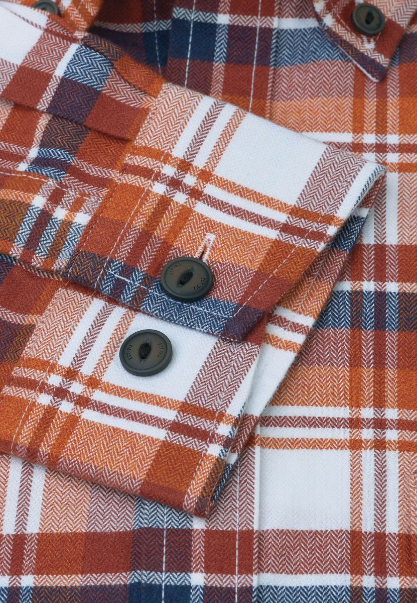 Regular Fit Rust Jaspe Check Cotton Shirt - Image 2