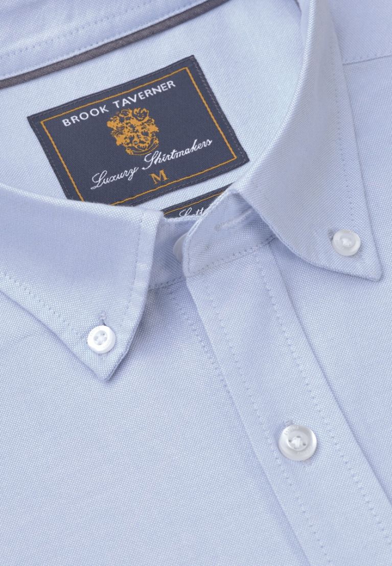Regular Fit Sky Blue Cotton Oxford Shirt - Image 3