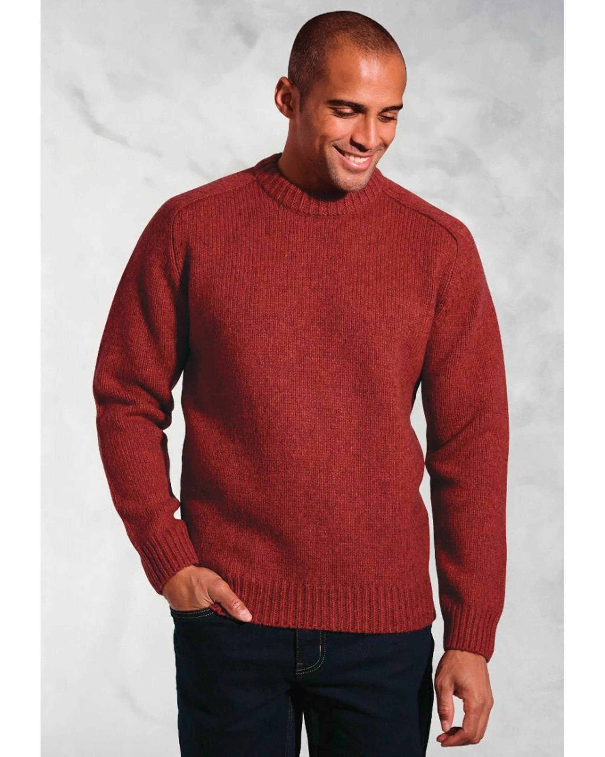 Rooth Red Chunky Lambswool Crew Neck Jumper - Image 2