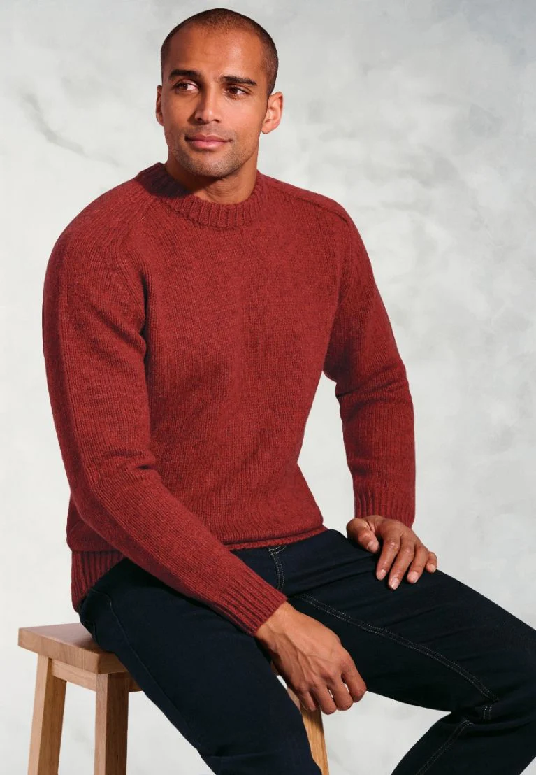 Rooth Red Chunky Lambswool Crew Neck Jumper - Image 4