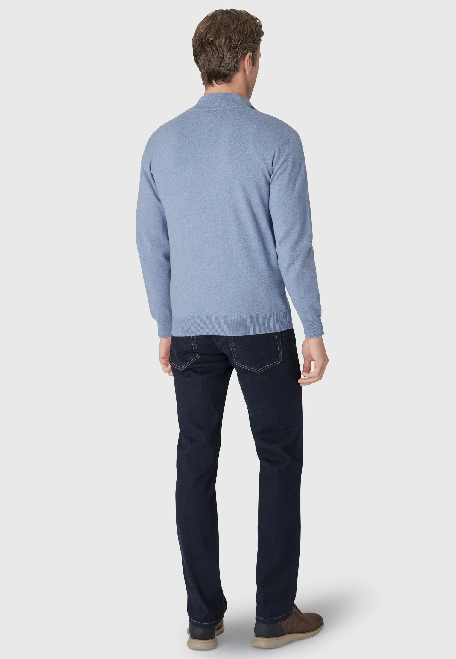 Somerset Sky Blue Cotton Merino Zip Cardigan - Image 2