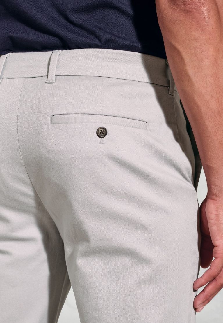 Tailored Fit Holland Silver Grey Sateen Cotton Stretch Trousers - Image 3