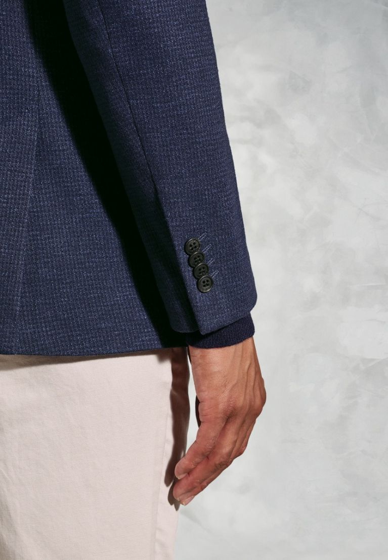 Tailored Fit Norton Navy Subtle Puppytooth Jersey Jacket - Image 6