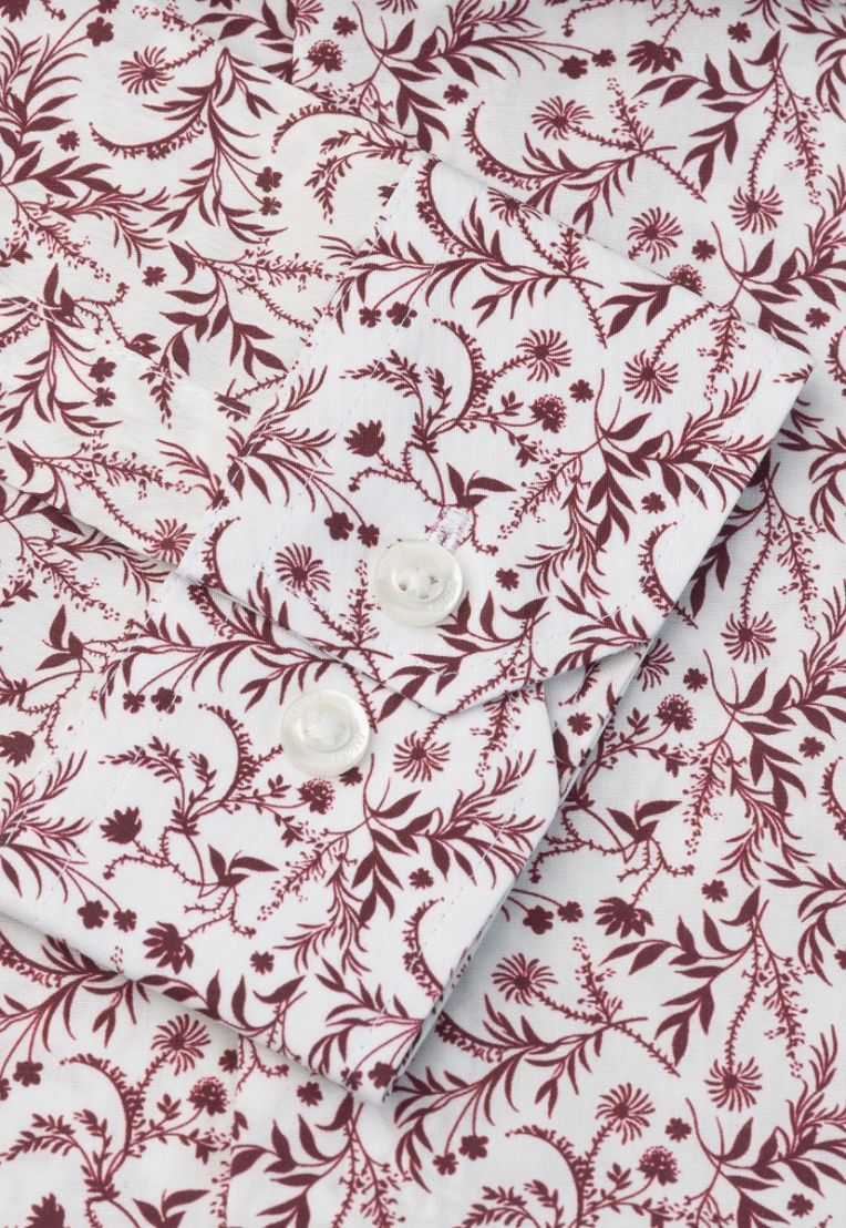 Regular Fit Burgundy Floral Silhouette Cotton Shirt - Image 4