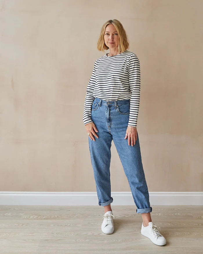 Fleur Stripe T-Shirt White / Navy - Image 2