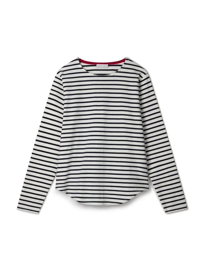 Fleur Stripe T-Shirt White / Navy - Image 3