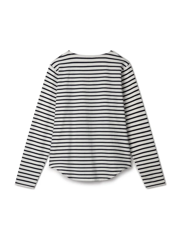 Fleur Stripe T-Shirt White / Navy - Image 4