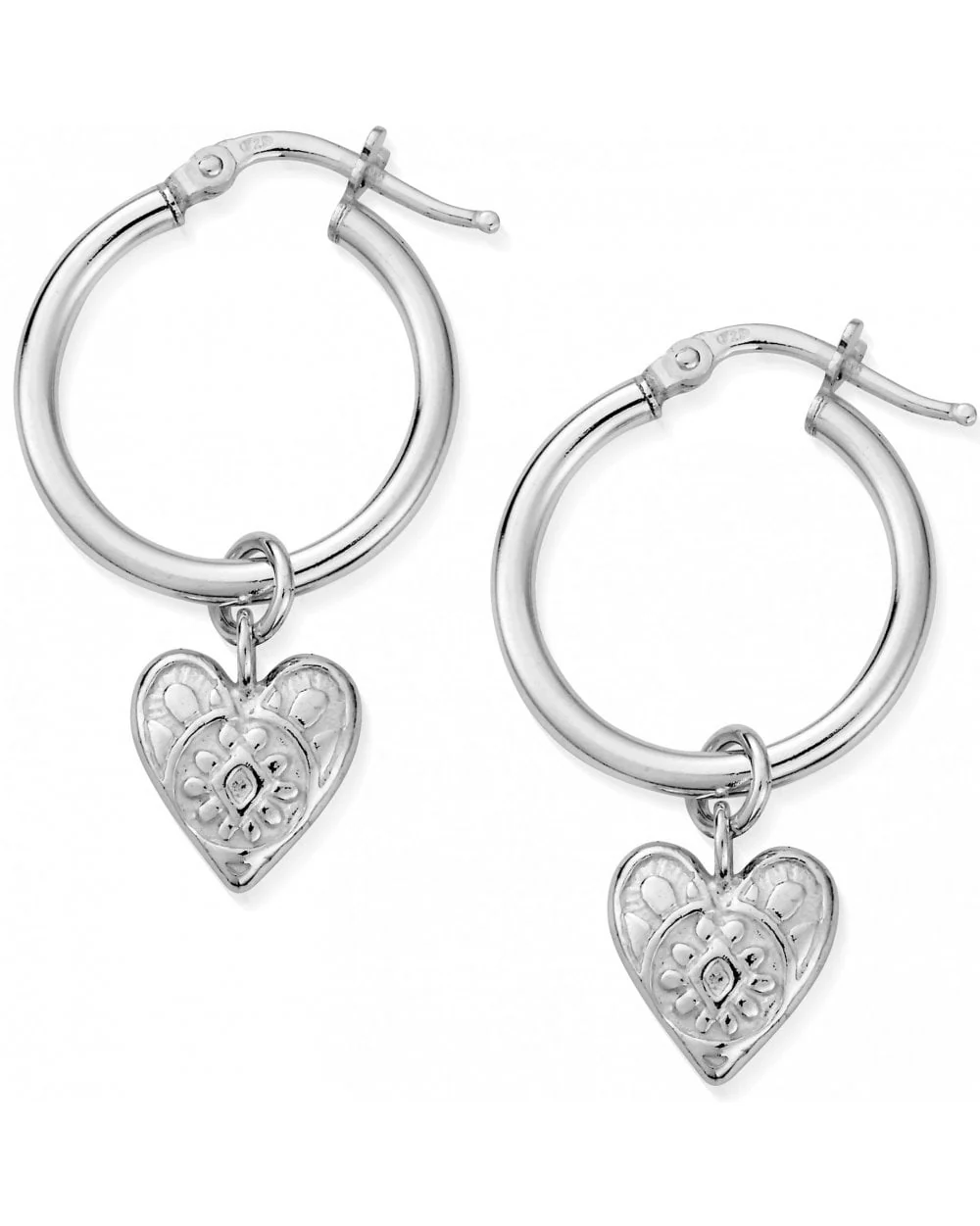 Decorated Heart Hoop Earrings