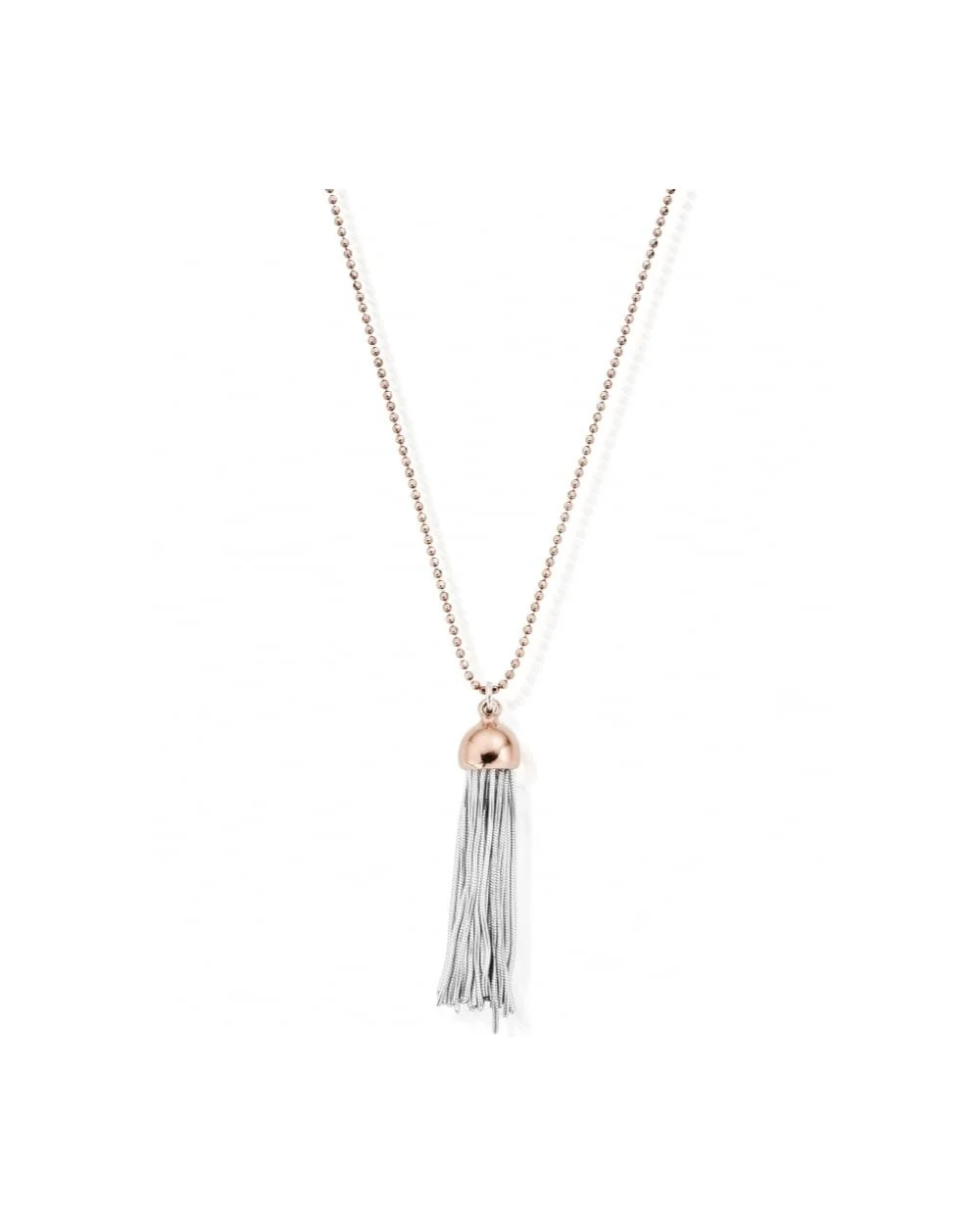 Diamond Cut Chain With Rose Cap Tassel Pendant