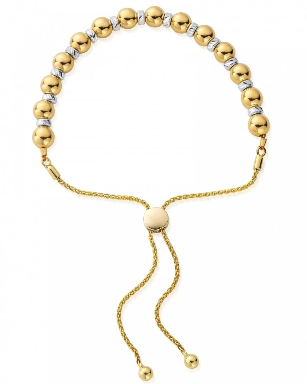 Mixed Metal Sparkle Ball Adjustable Bracelet