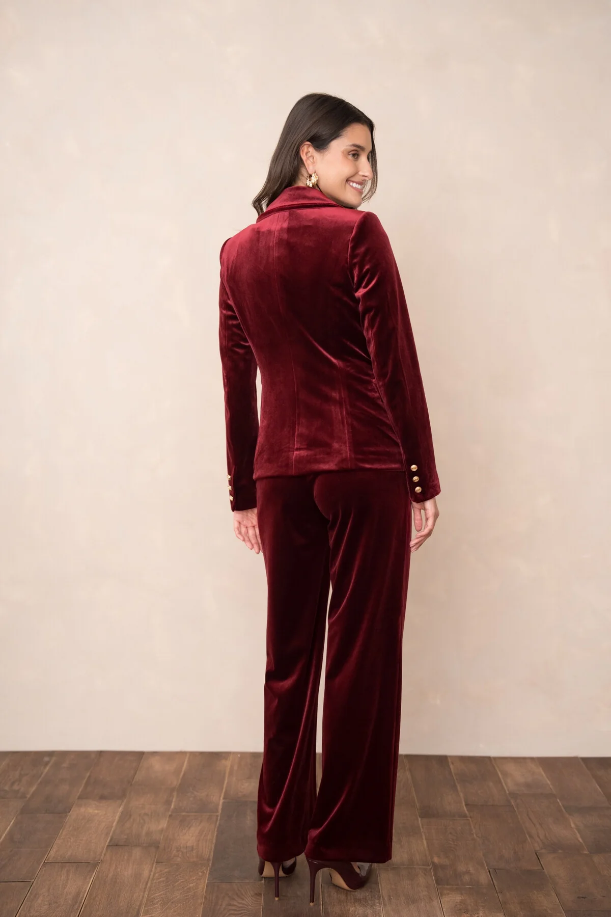 Velvet Blazer Jacket with Gold Buttons - Image 13