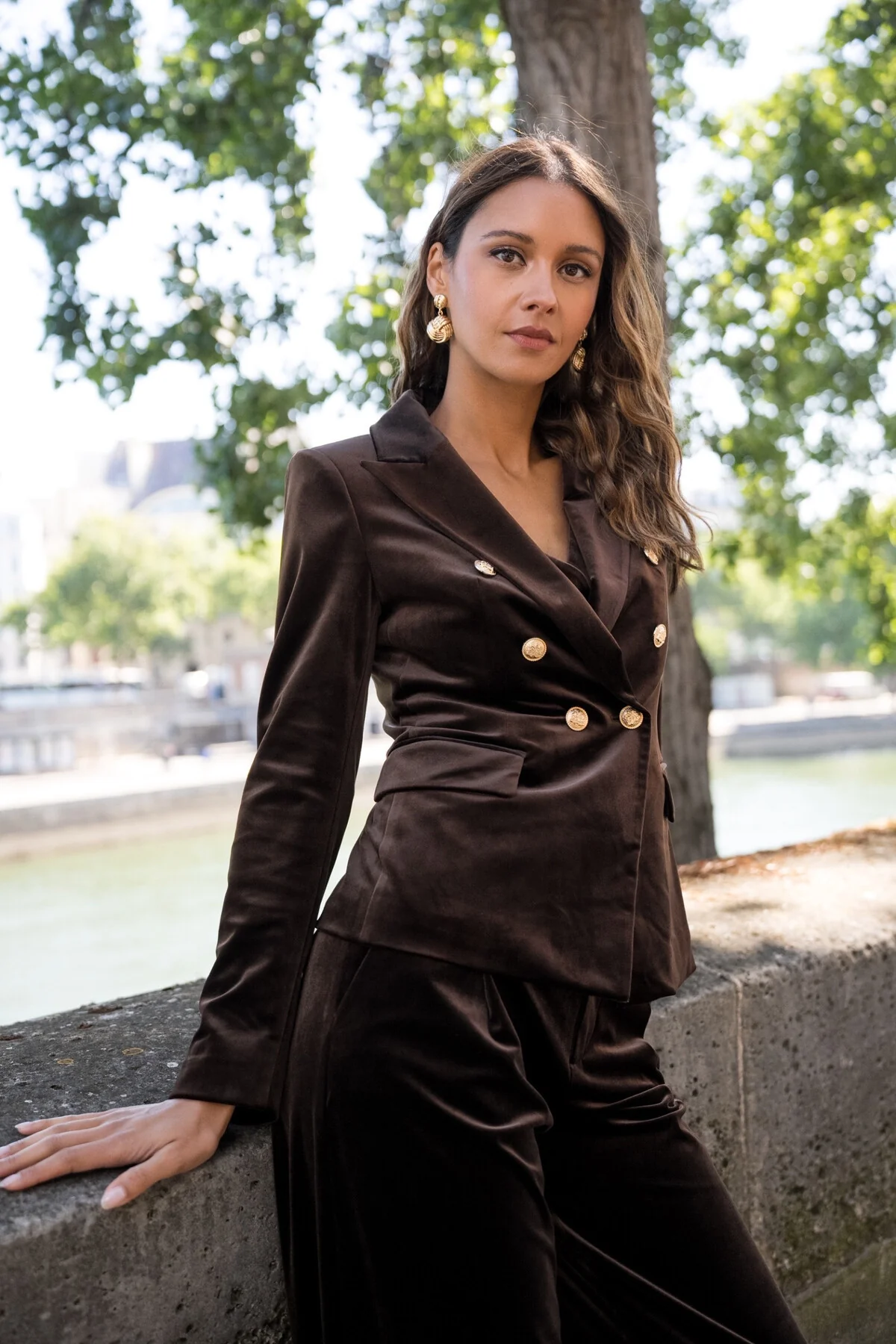 Velvet Blazer Jacket with Gold Buttons - Image 17