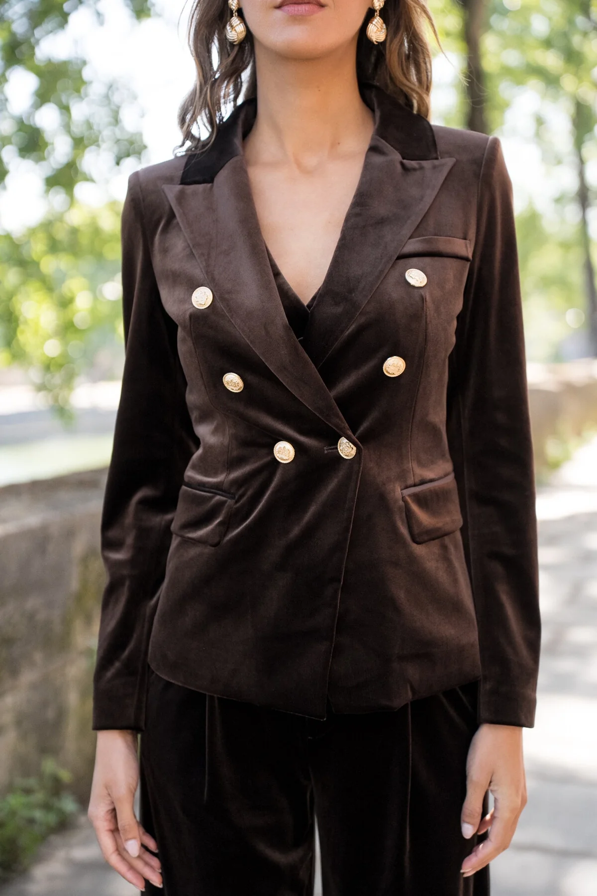 Velvet Blazer Jacket with Gold Buttons - Image 18