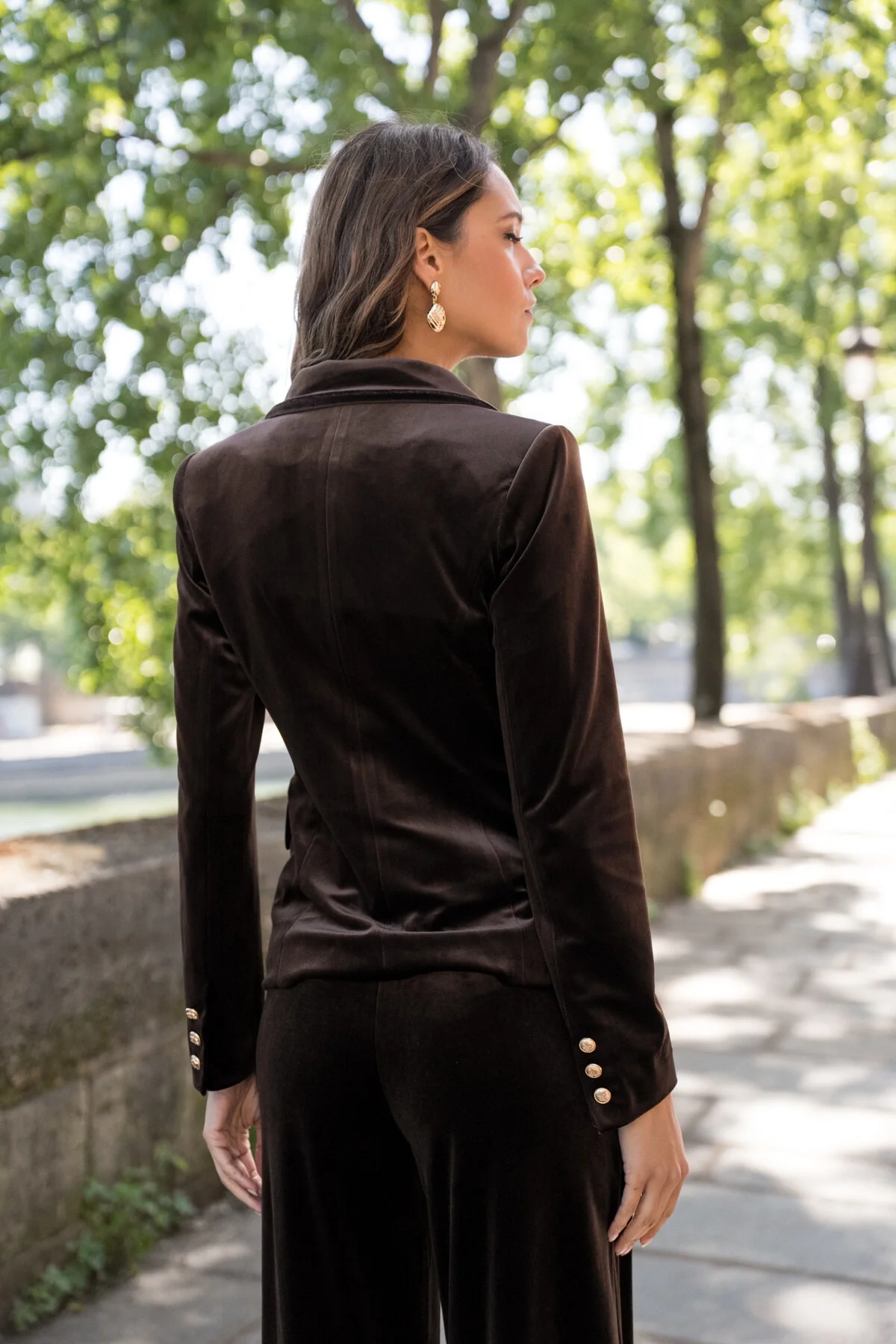 Velvet Blazer Jacket with Gold Buttons - Image 20