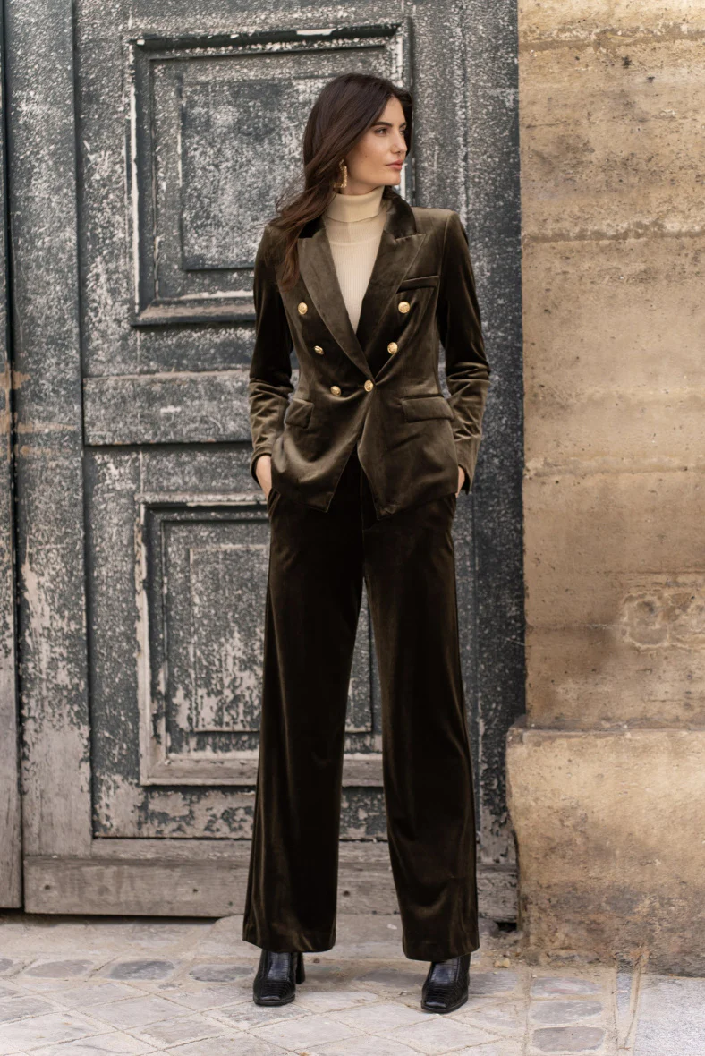 Velvet Blazer Jacket with Gold Buttons - Image 27