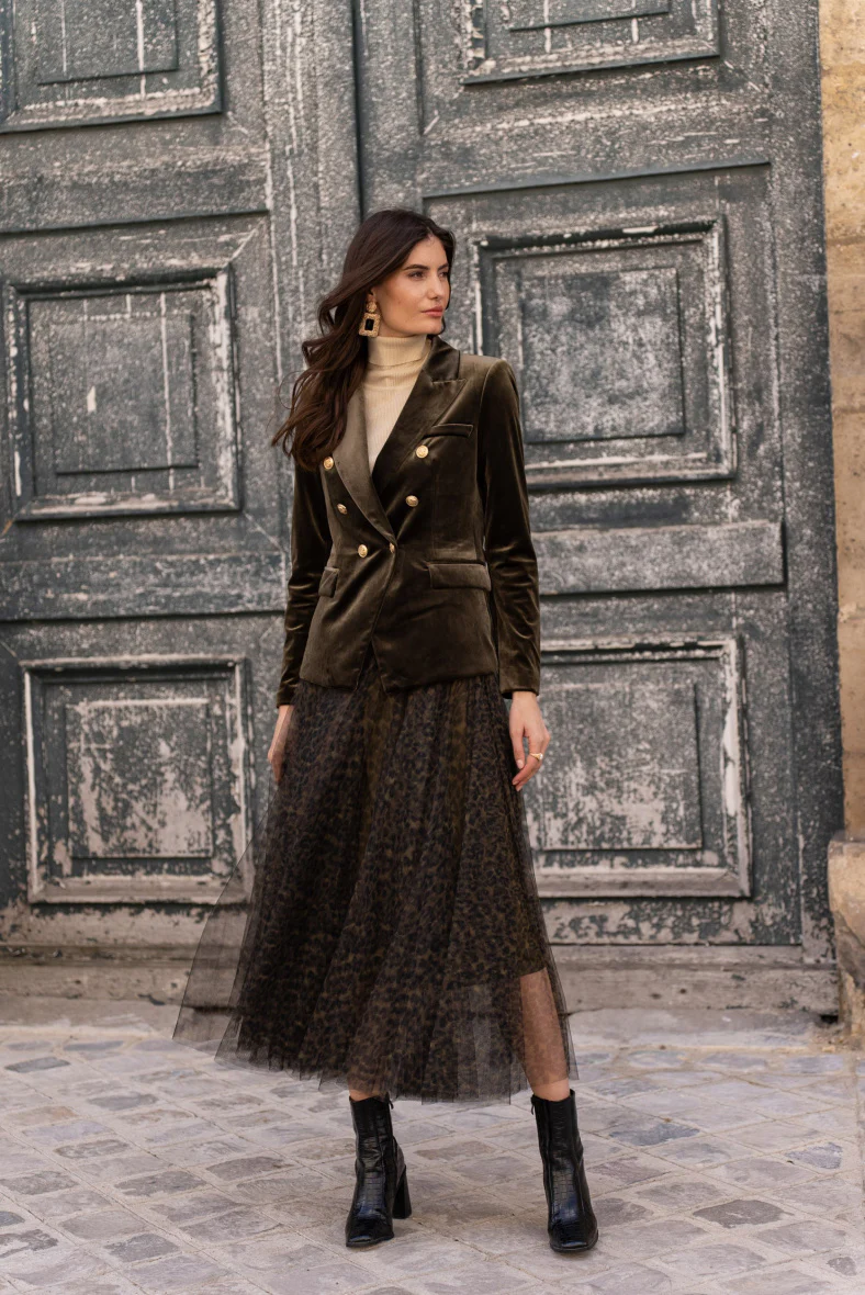 Velvet Blazer Jacket with Gold Buttons - Image 29