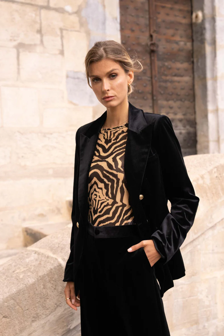 Velvet Blazer Jacket with Gold Buttons - Image 6