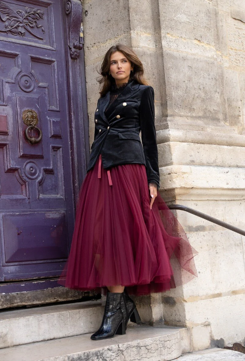 Velvet Blazer Jacket with Gold Buttons - Image 9