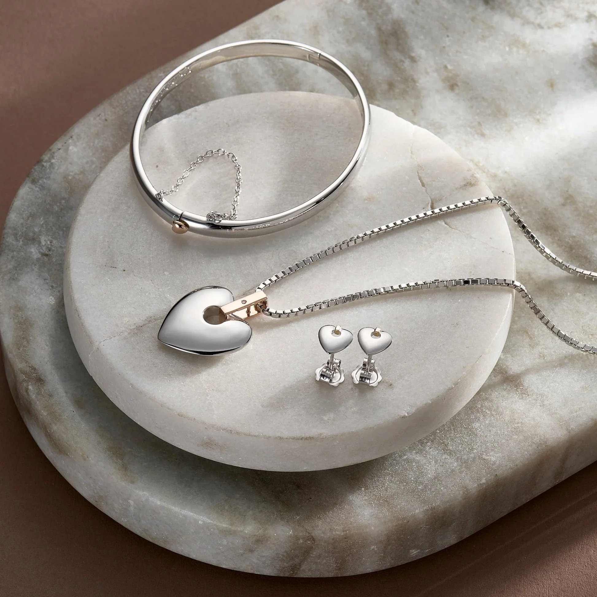 Cariad Sterling Silver Bangle - Image 3