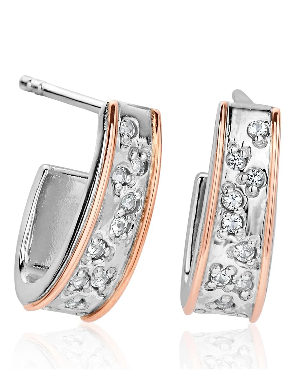 Cariad Sterling Silver Sparkle Half-Hoop Earrings with Topaz