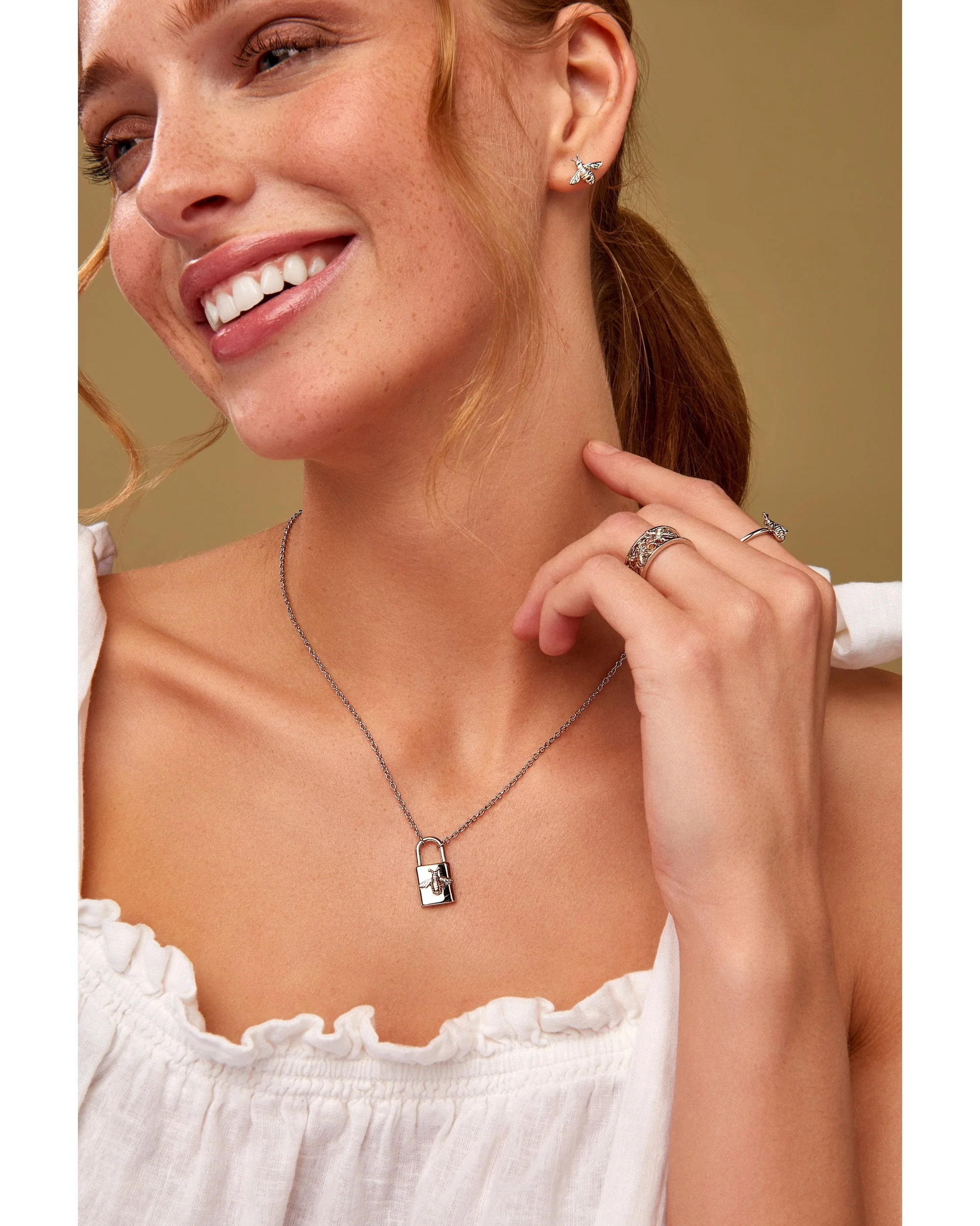 Honey Bee Padlock Necklace - Image 2