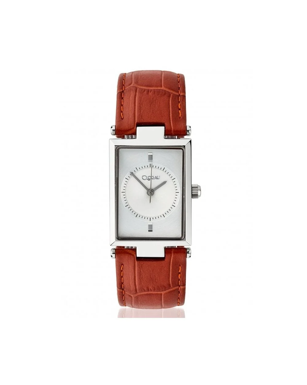 Mens Timeless Stainless Steel Watch with Brown Strap