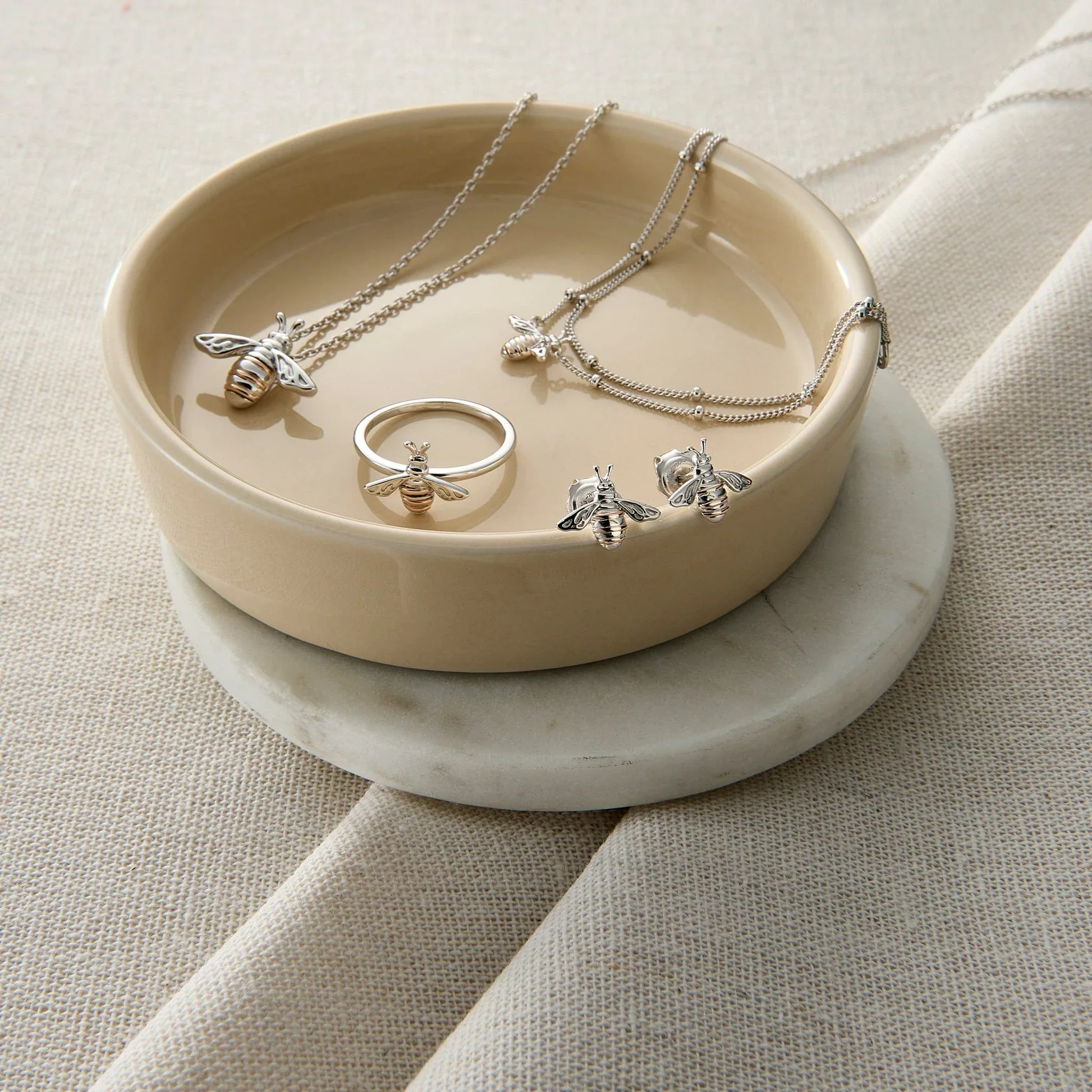 Nature's Wonder Sterling Silver Honey Bee Double-Chain Bracelet - Image 3