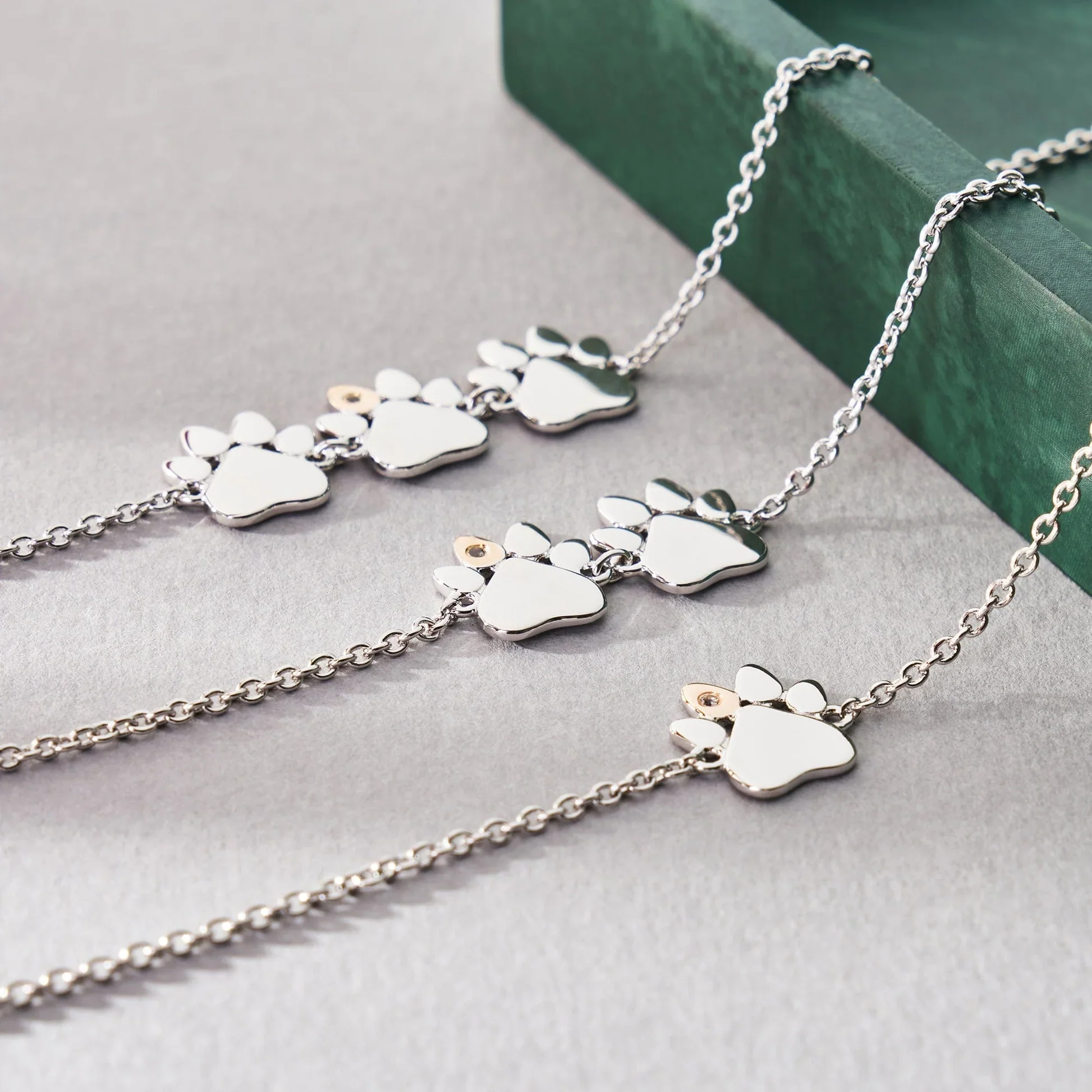 Paw Prints Sterling Silver Triple-Paw Bracelet with Topaz - Image 2