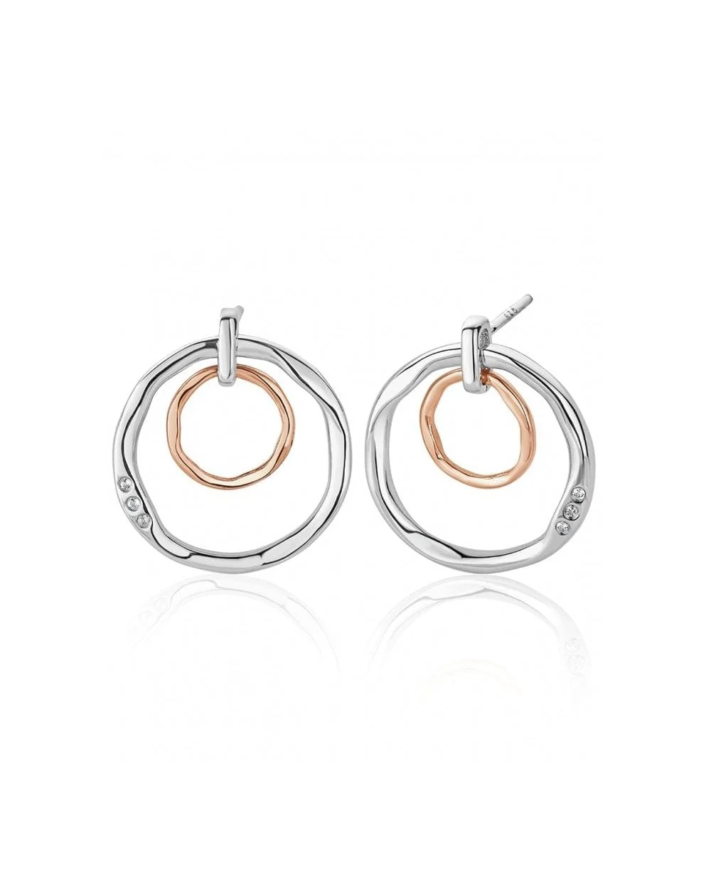 Ripples Double Hoop White Topaz Drop Earrings