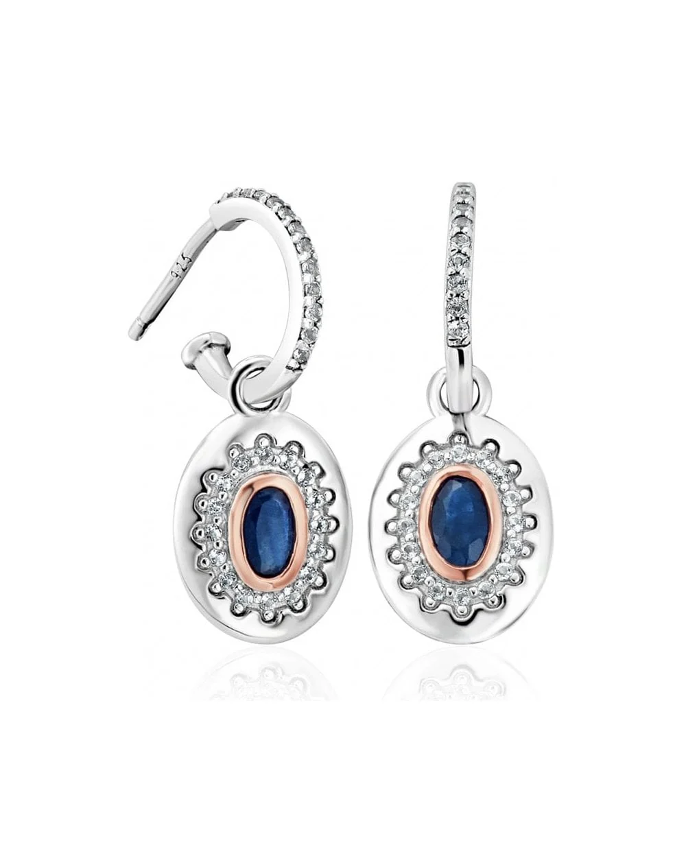 Royal Clogau Sterling Silver Diana Earrings with Sapphires & Topaz