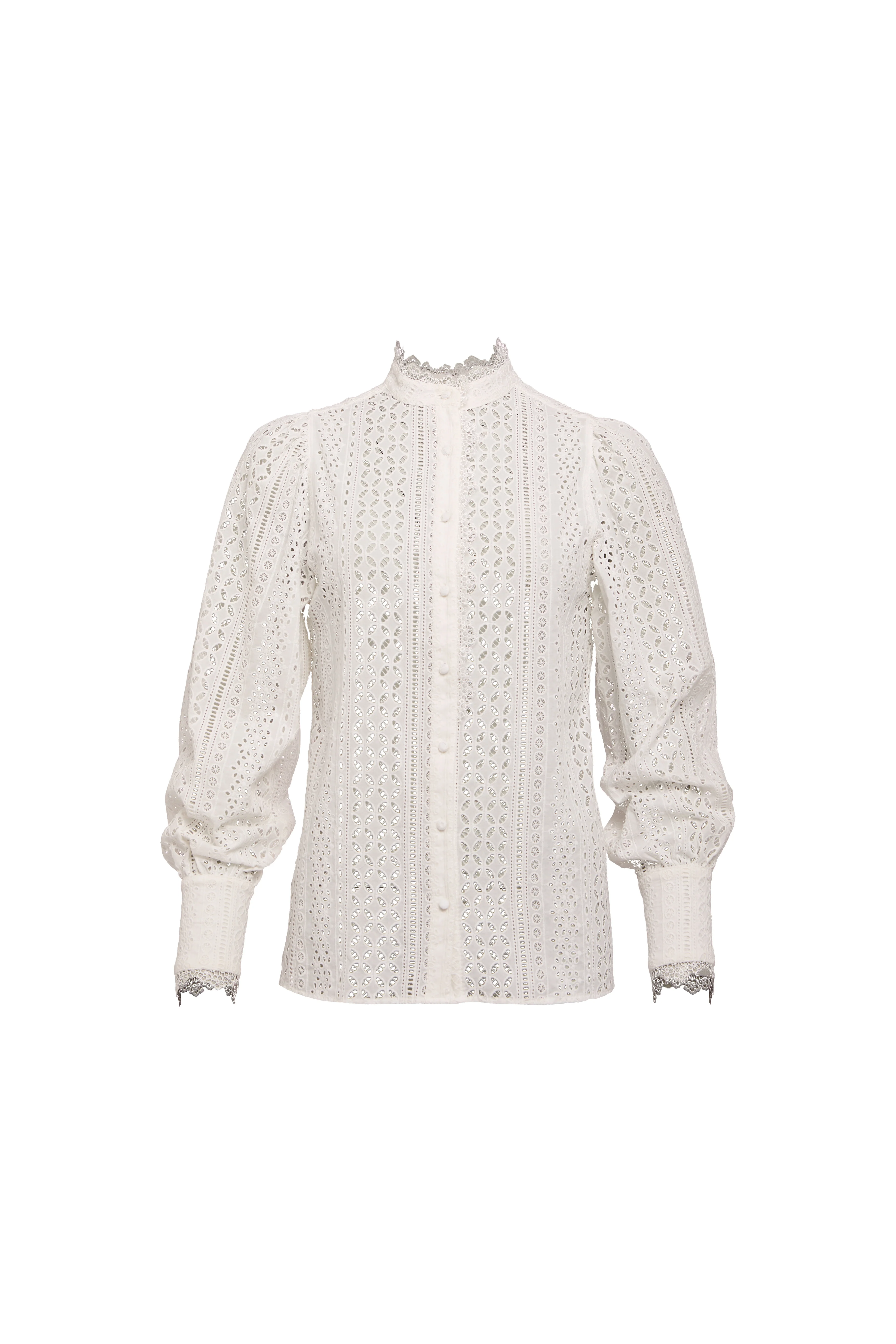 Collarless Broderie Shirt - Image 6