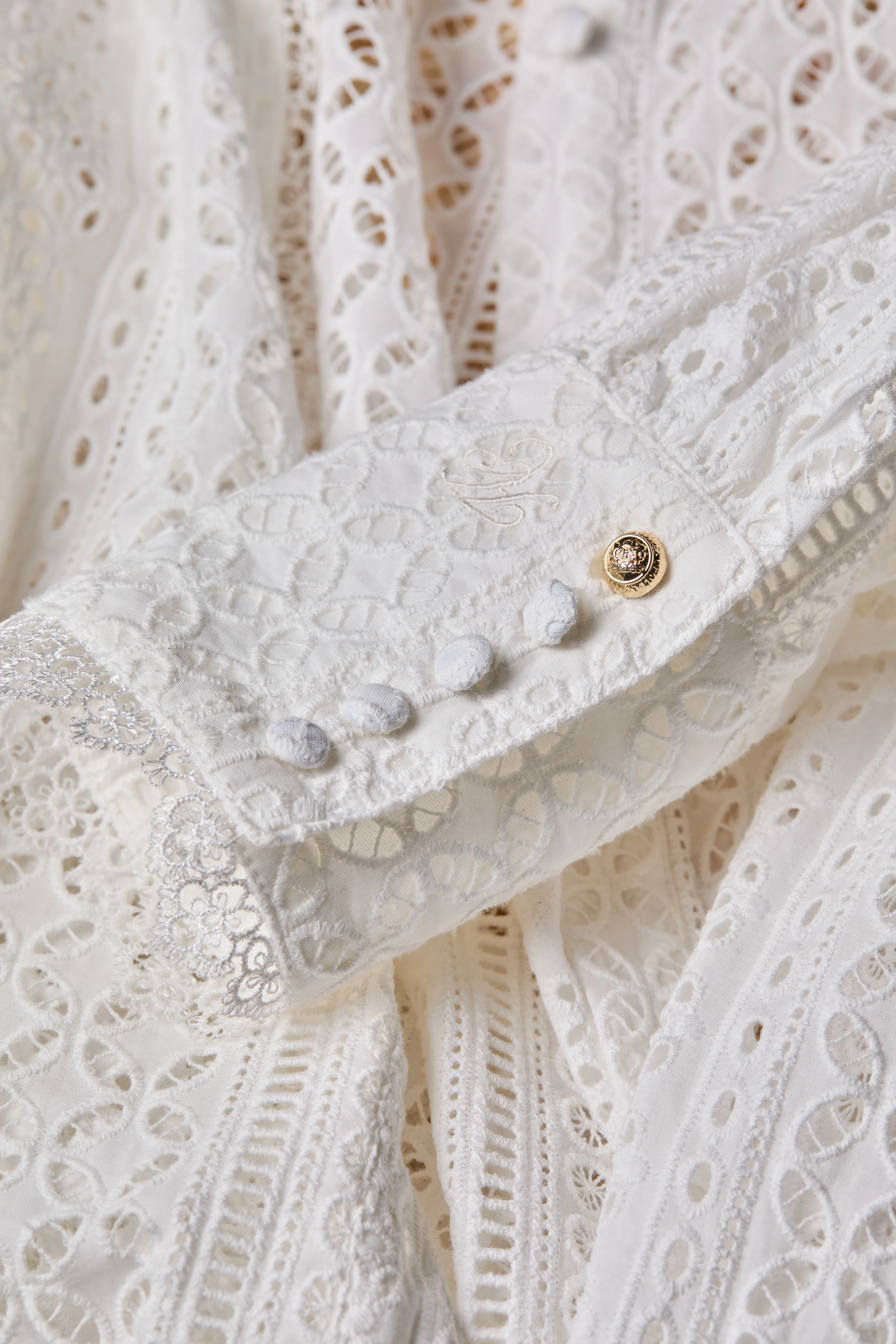 Collarless Broderie Shirt - Image 8