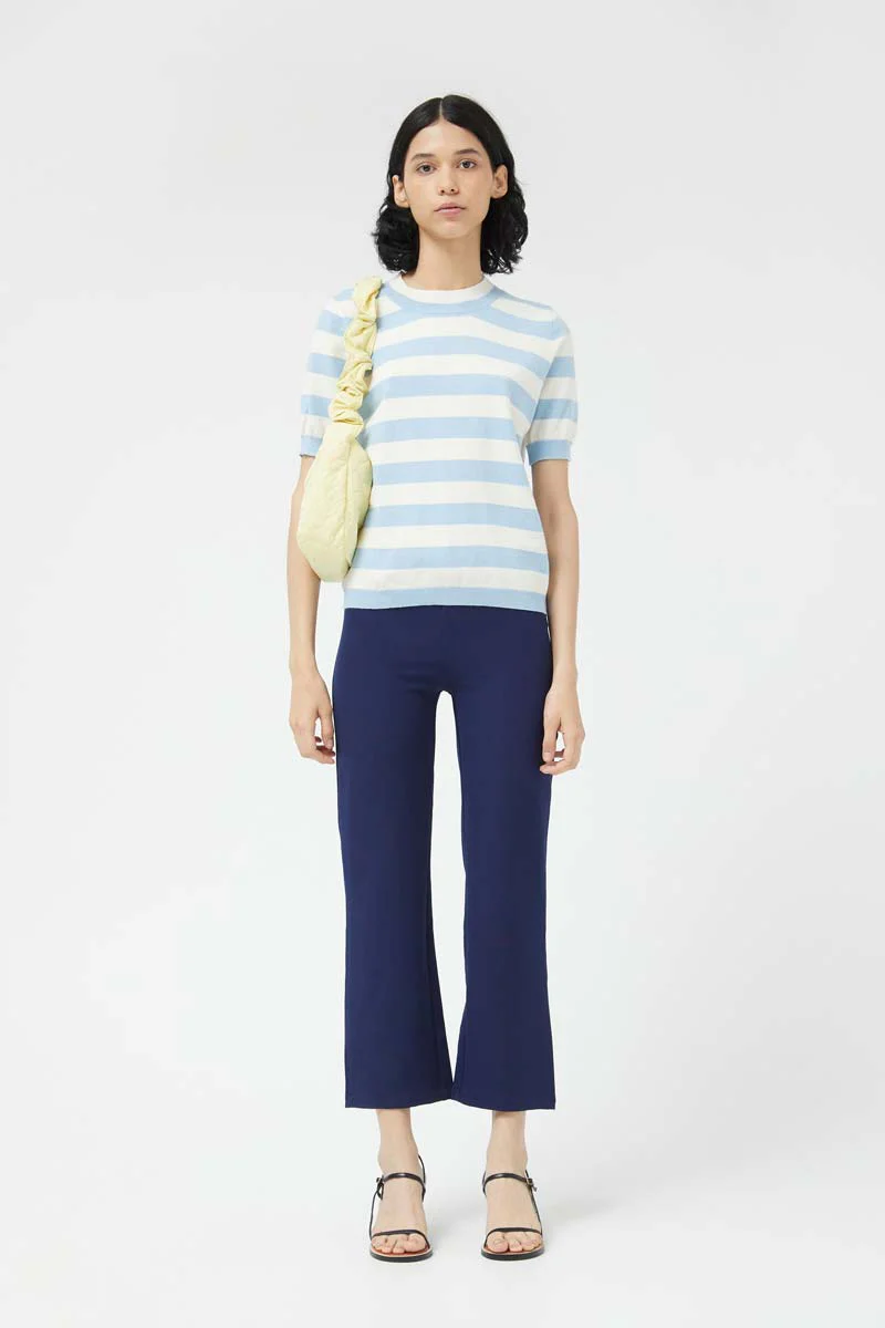 Blue Striped Short Sleeve Sweater - Image 4