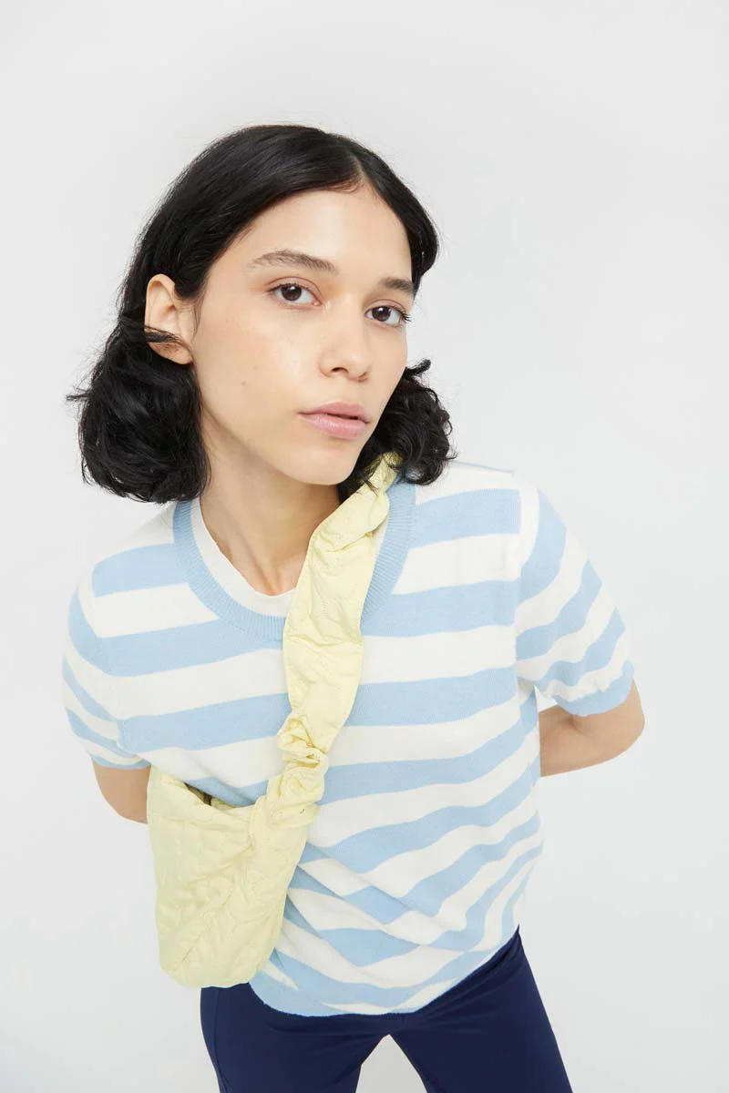 Blue Striped Short Sleeve Sweater - Image 5