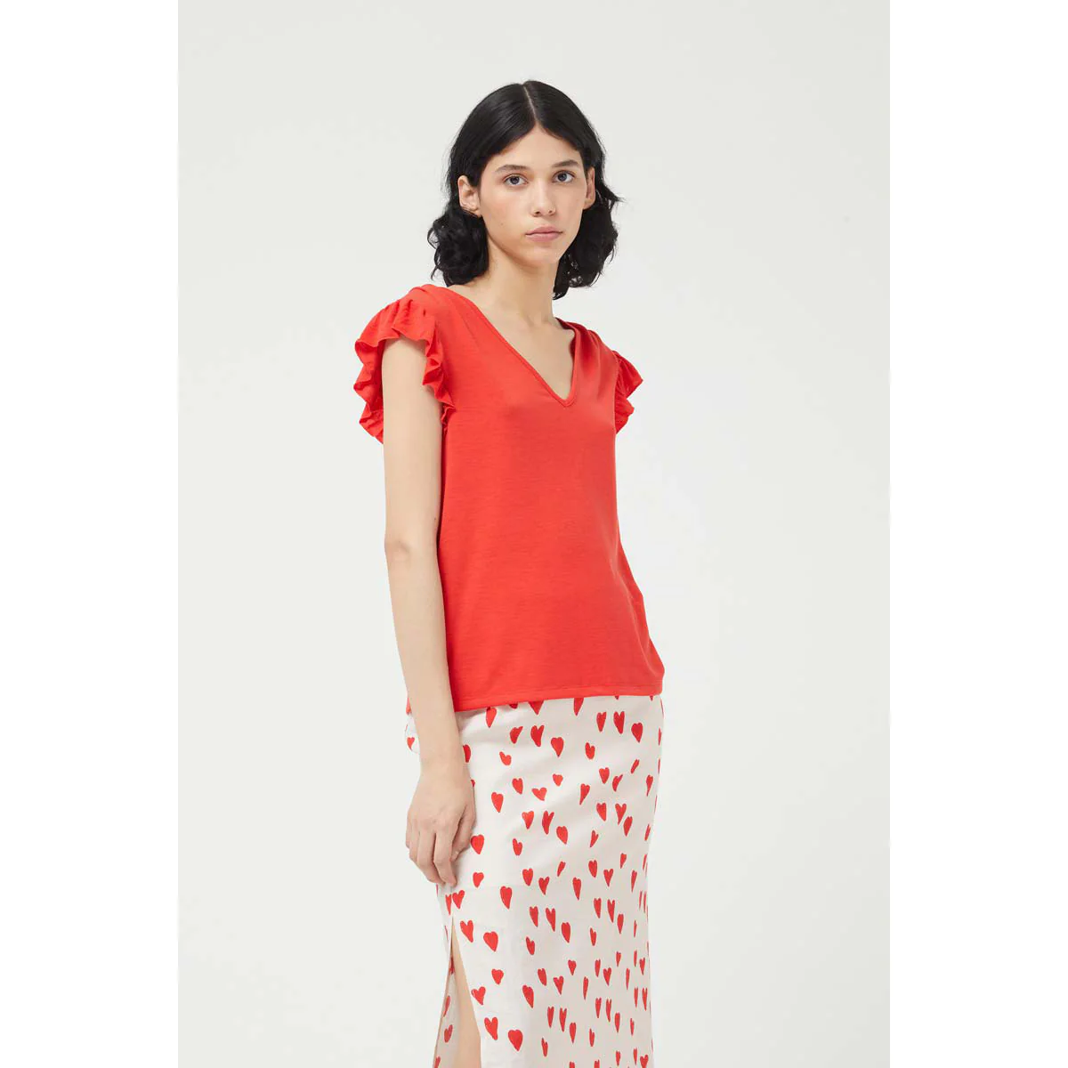 Red V-Neck Top