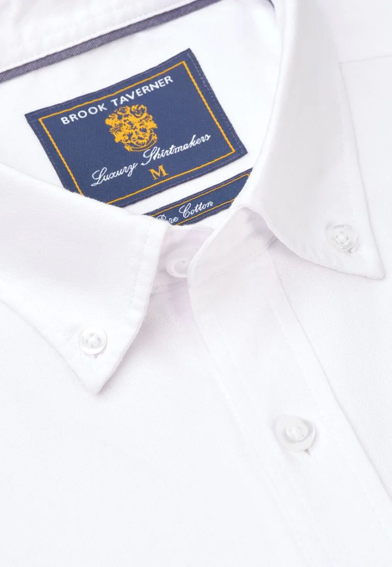 Regular Fit White Cotton Oxford Shirt - Image 3