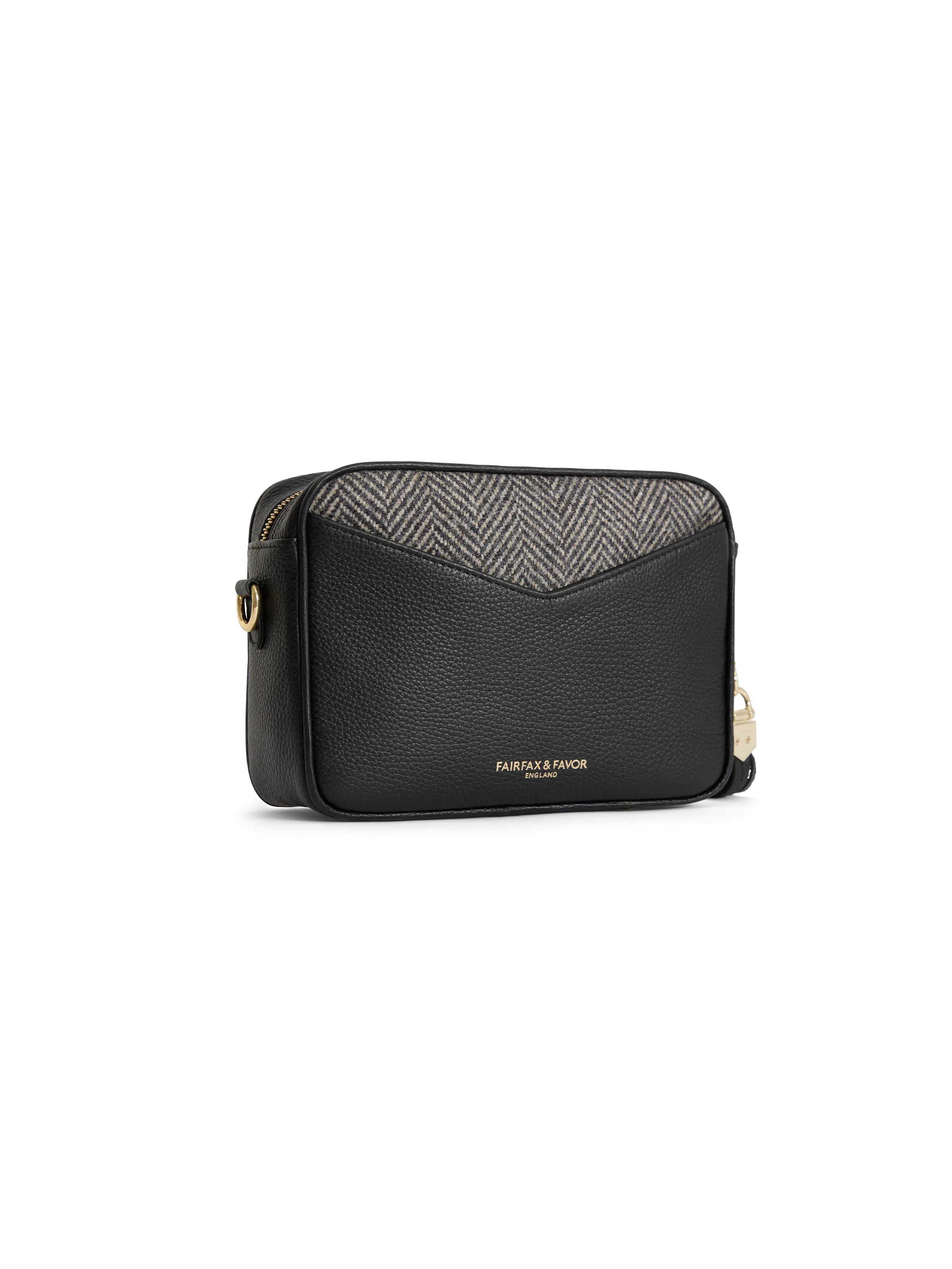 Finsbury Black Herringbone Crossbody Bag - Image 3