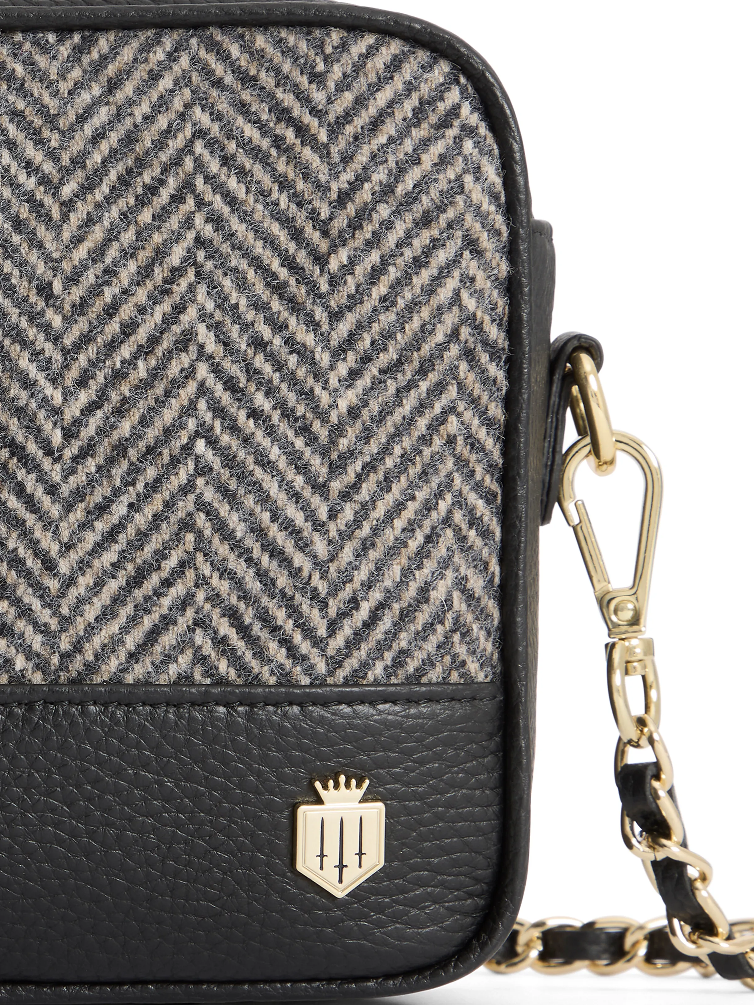 Finsbury Black Herringbone Crossbody Bag - Image 4