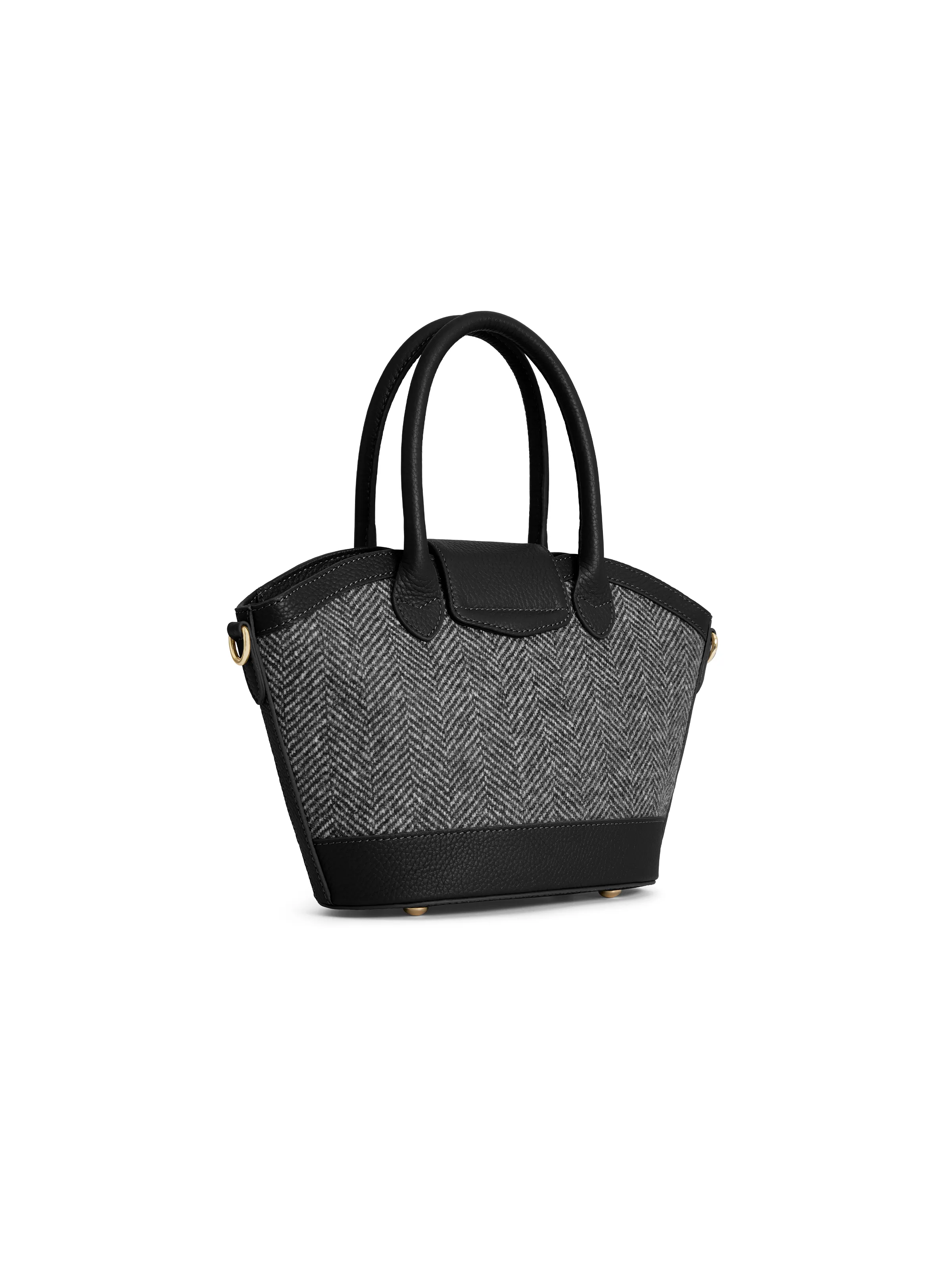 Mini Windsor Tote Black Herringbone Leather - Image 3