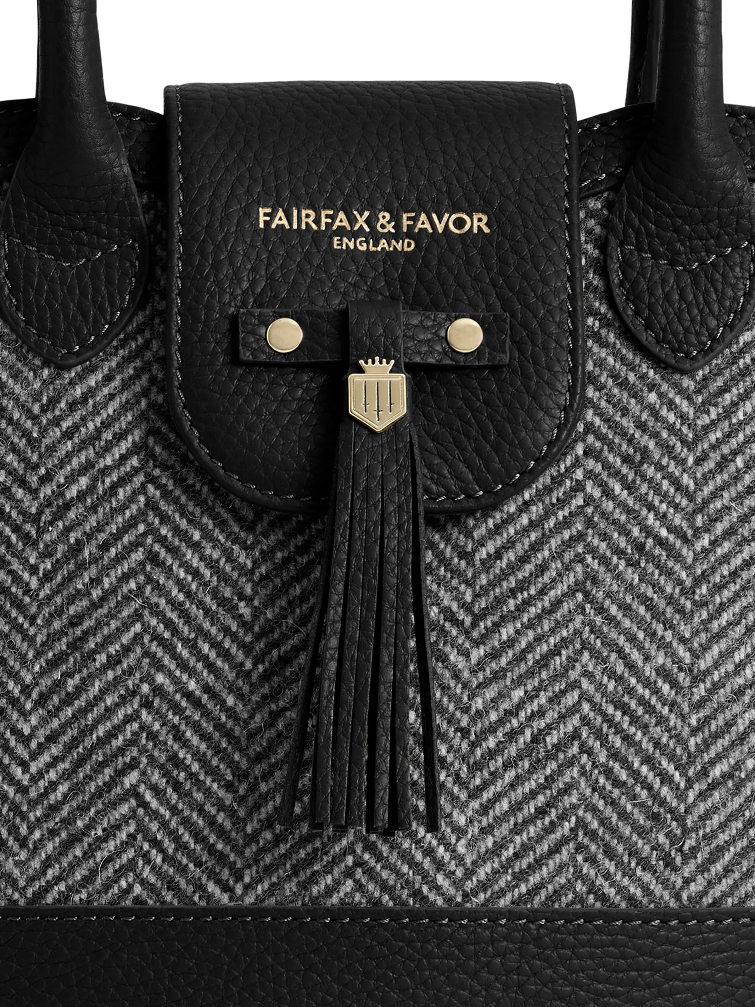 Mini Windsor Tote Black Herringbone Leather - Image 4