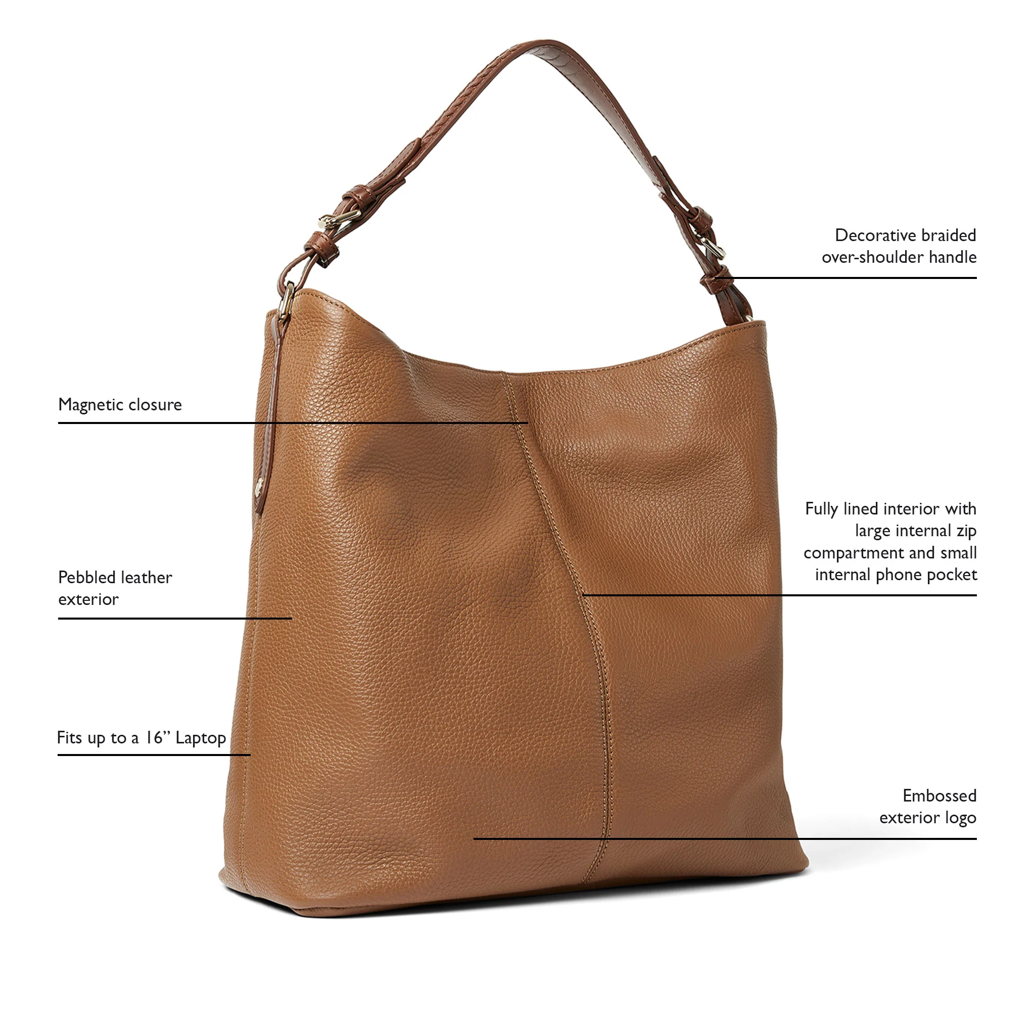 Tetbury Tote Handbag Pebbled Tan Leather - Image 6